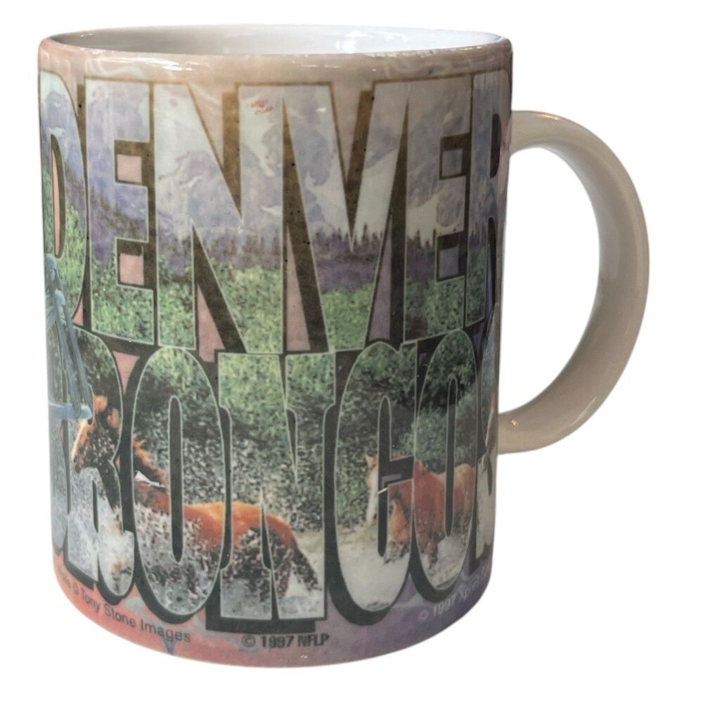 Vintage 1997 Denver Broncos Coffee Mug Cup NFL Official Licensed Football 8 oz